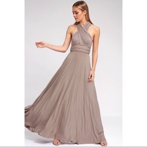 Tricks of the Trade taupe maxi dress